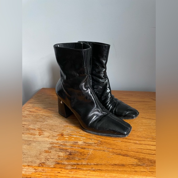 Jimmy Choo Patent Leather Block Heel Booties Size EU 37 - Picture 2 of 10